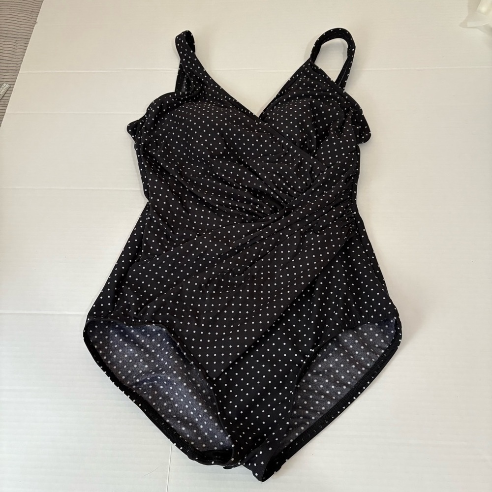 MIRACLESUIT Black with White Polkadots One Piece Swimsuit - Picture 2 of 7